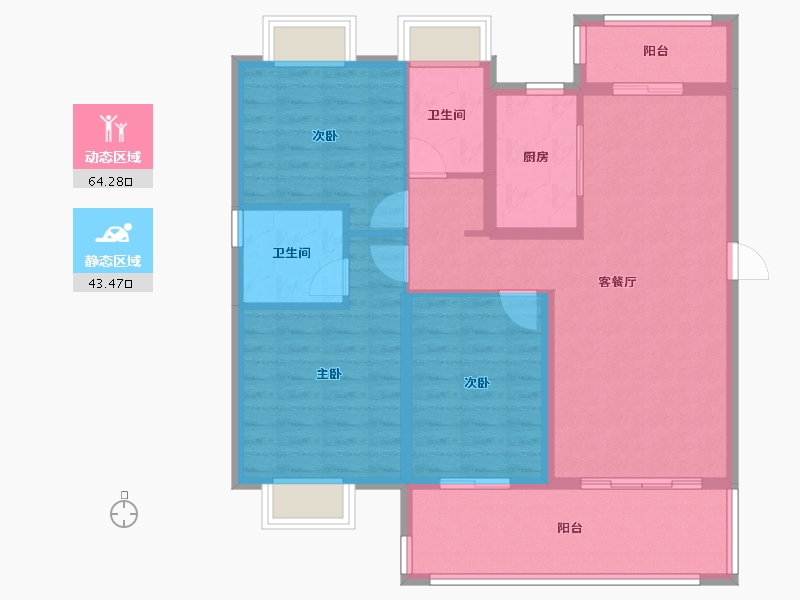 安徽省-阜阳市-颍上碧桂园-96.80-户型库-动静分区