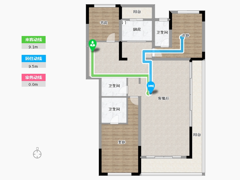 云南省-昆明市-世博生态城蓝湖邻里​-142.23-户型库-动静线