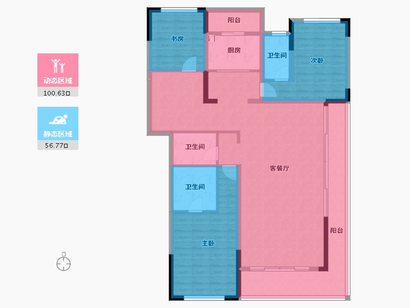 云南省-昆明市-世博生态城蓝湖邻里​-142.23-户型库-动静分区