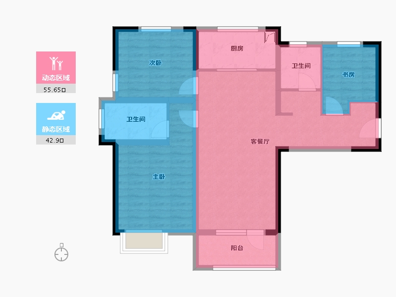 山东省-青岛市-蔚蓝天地-87.20-户型库-动静分区