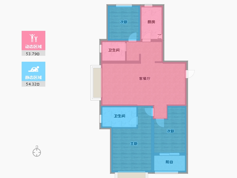 山东省-青岛市-海信观澜住宅-96.31-户型库-动静分区