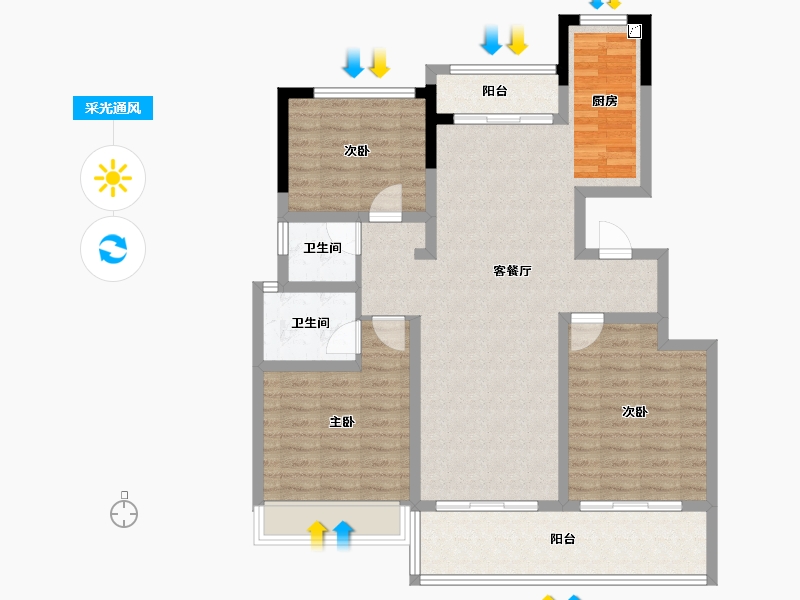 安徽省-铜陵市-金大地珑璋台-101.79-户型库-采光通风