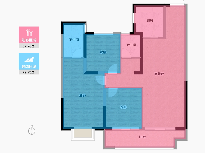 江苏省-盐城市-大丰雍锦府-89.60-户型库-动静分区