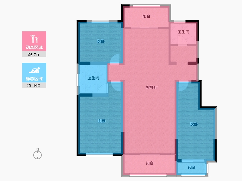 宁夏回族自治区-银川市-金地花园B区-110.00-户型库-动静分区