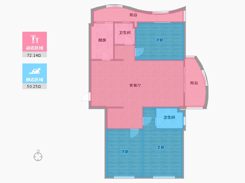 浙江省-温州市-瓯南御园-98.66-户型库-动静分区