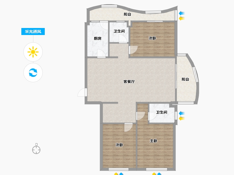 浙江省-温州市-瓯南御园-98.66-户型库-采光通风