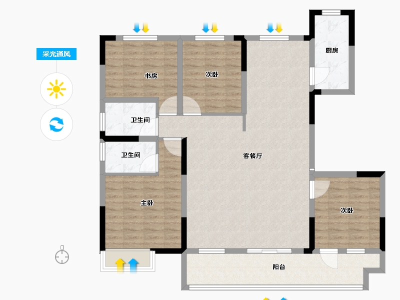 山东省-菏泽市-华鹏麟珑印-120.00-户型库-采光通风