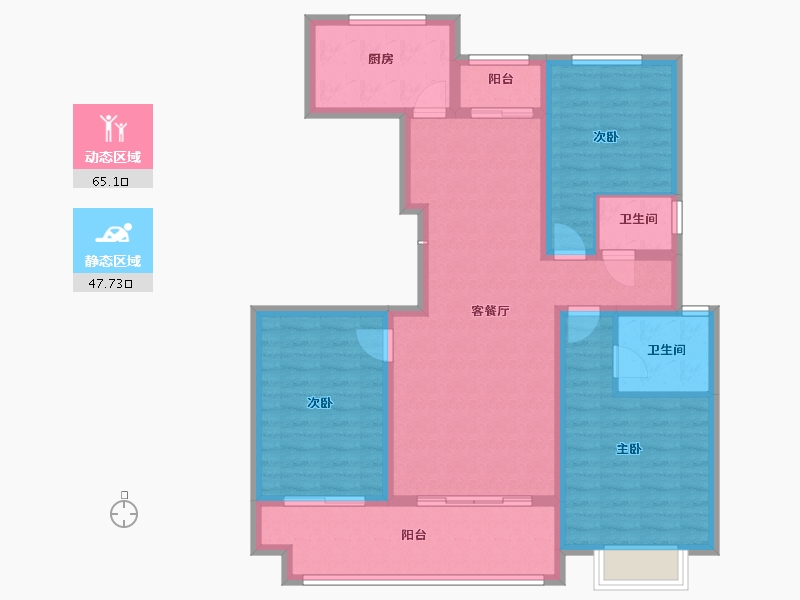 陕西省-咸阳市-武功怡心檀香府-100.81-户型库-动静分区