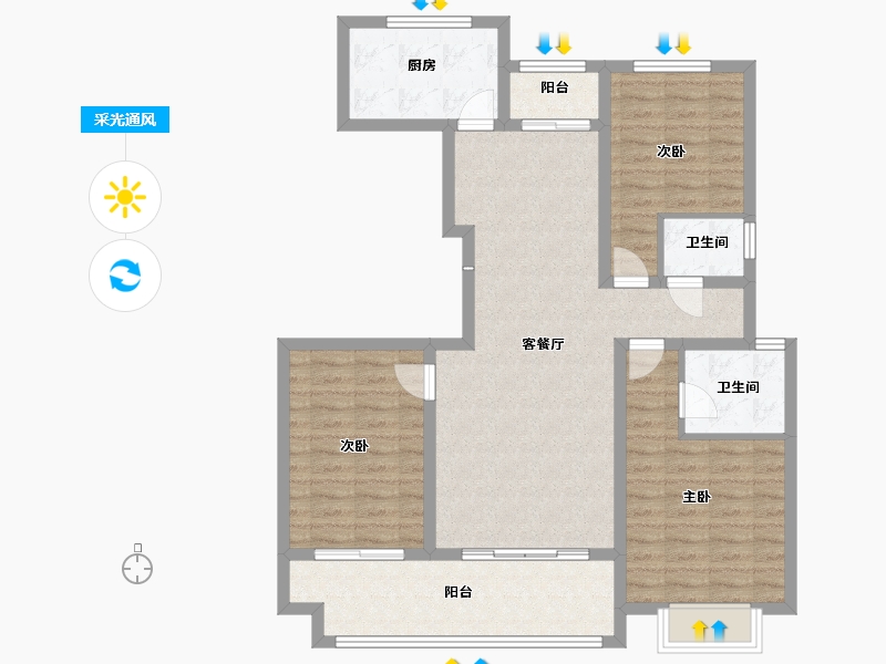 陕西省-咸阳市-武功怡心檀香府-100.81-户型库-采光通风