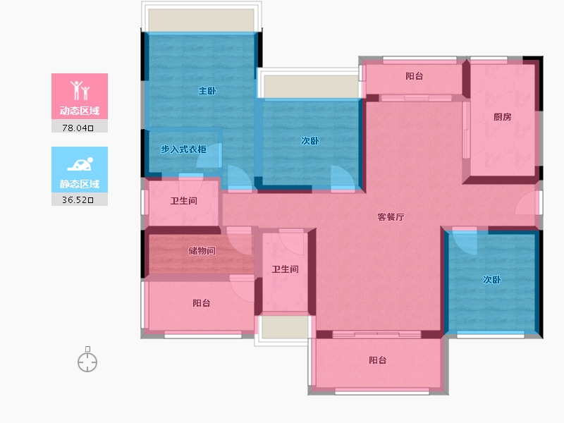 云南省-昆明市-三溪温泉小镇-105.81-户型库-动静分区