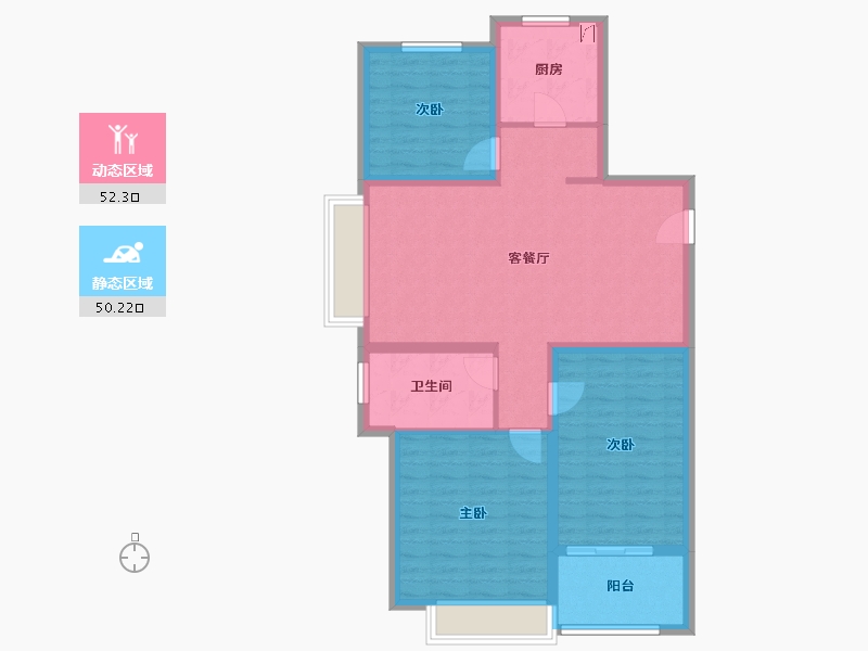 山东省-青岛市-海信观澜住宅-91.99-户型库-动静分区