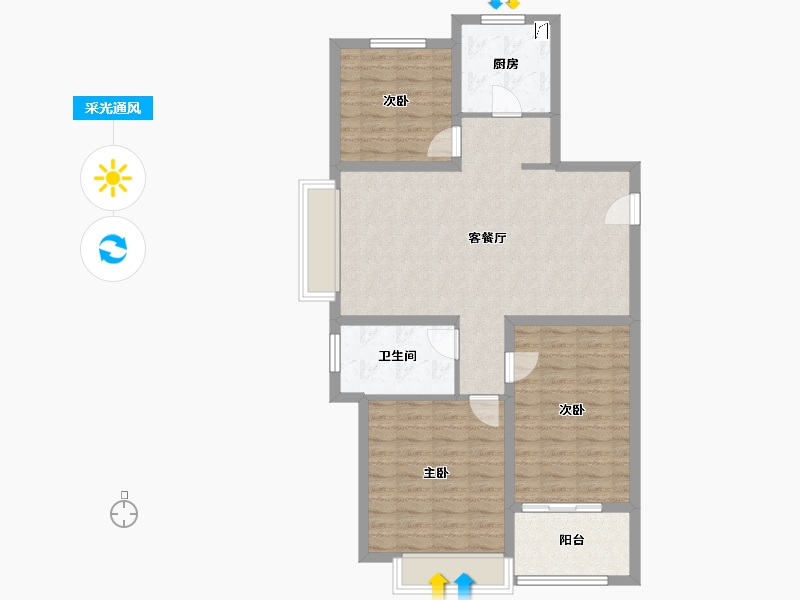 山东省-青岛市-海信观澜住宅-91.99-户型库-采光通风