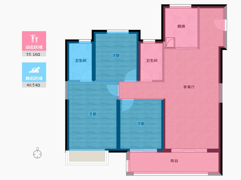 江苏省-镇江市-绿地·翠园-85.52-户型库-动静分区