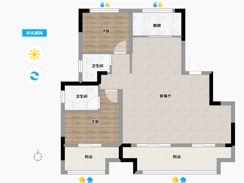 安徽省-阜阳市-徽创芬芳四季-88.00-户型库-采光通风