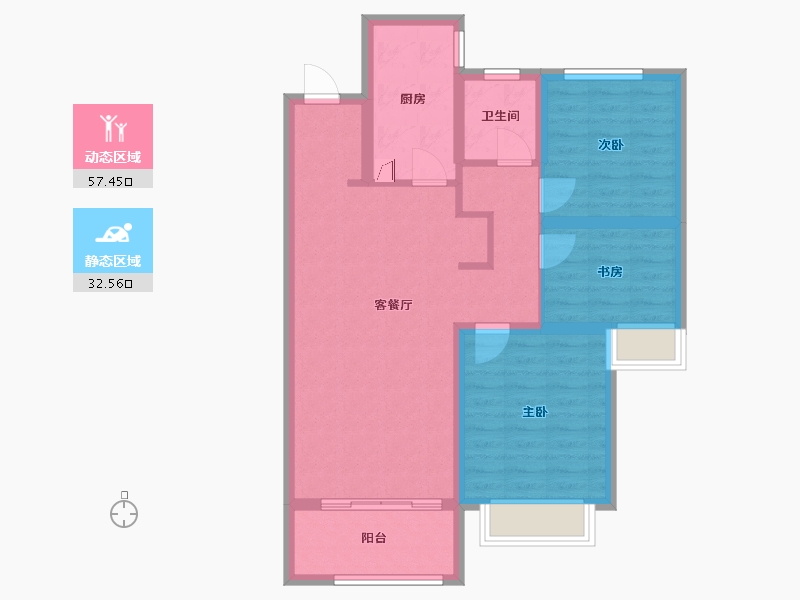 山东省-青岛市-海信观澜住宅-80.00-户型库-动静分区