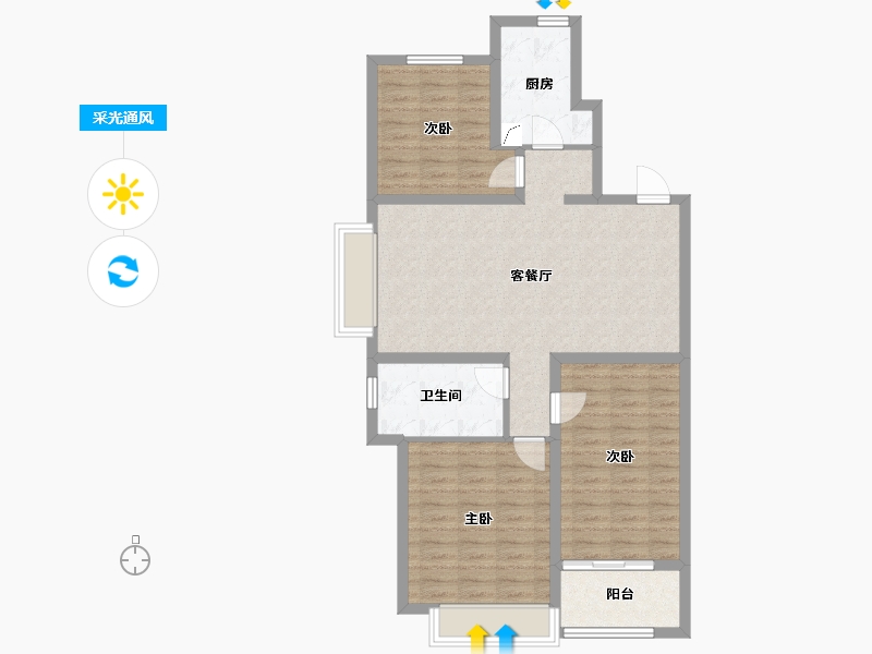 山东省-青岛市-海信观澜住宅-92.00-户型库-采光通风