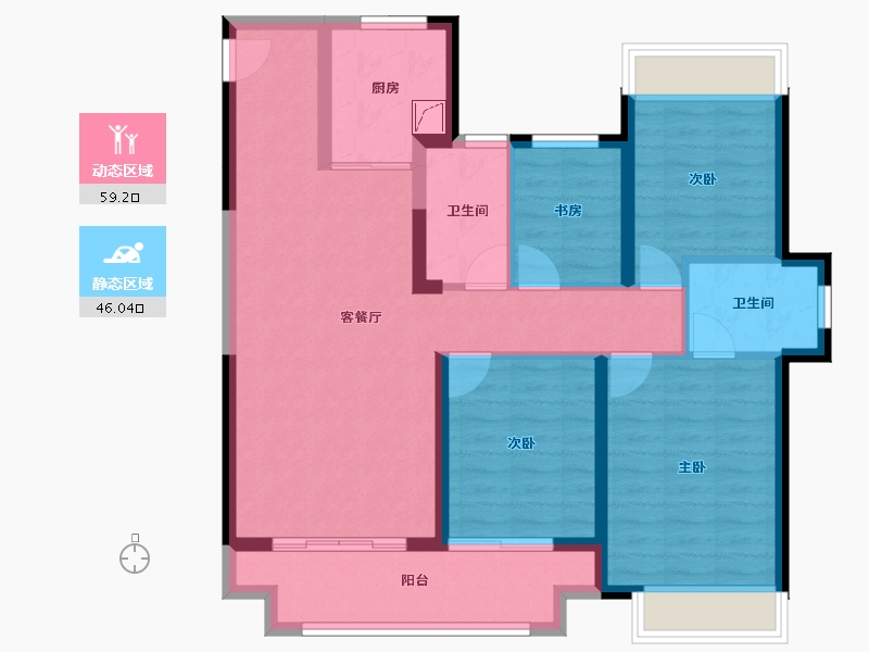 江苏省-镇江市-绿地·翠园-93.50-户型库-动静分区