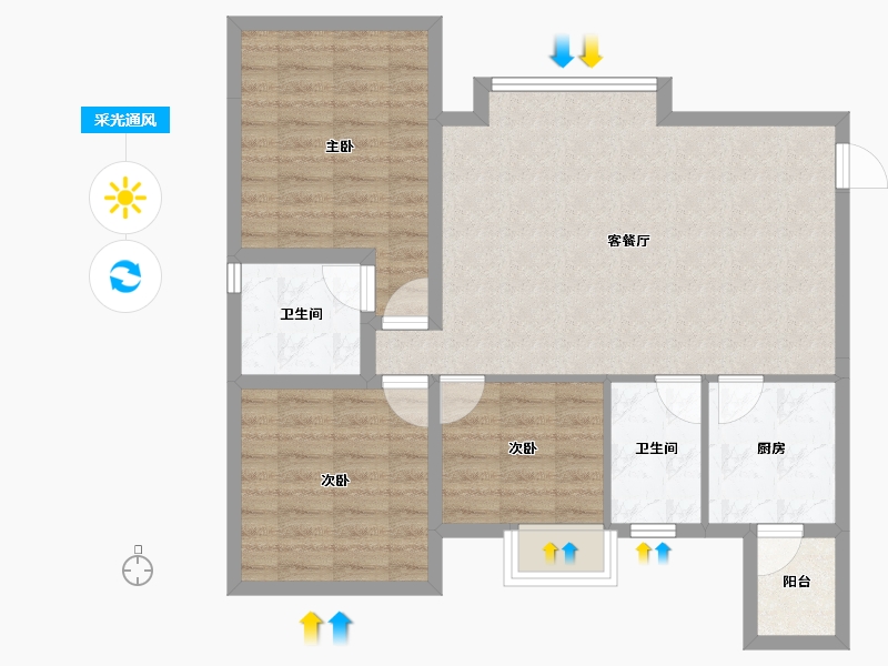 山东省-济南市-甜城国际社区-81.04-户型库-采光通风