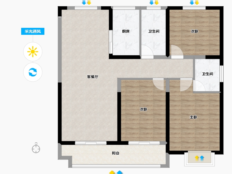 江苏省-盐城市-港利福园-108.00-户型库-采光通风