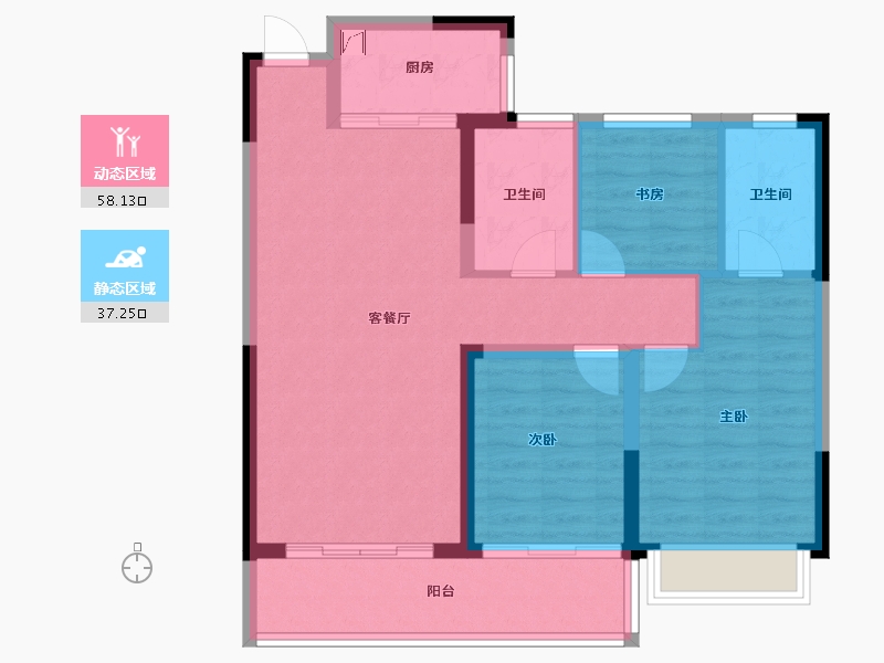 安徽省-铜陵市-金大地珑璋台-85.59-户型库-动静分区