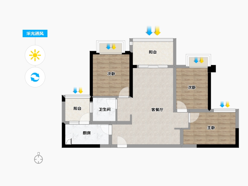 重庆-重庆市-重庆融创文旅城-74.12-户型库-采光通风