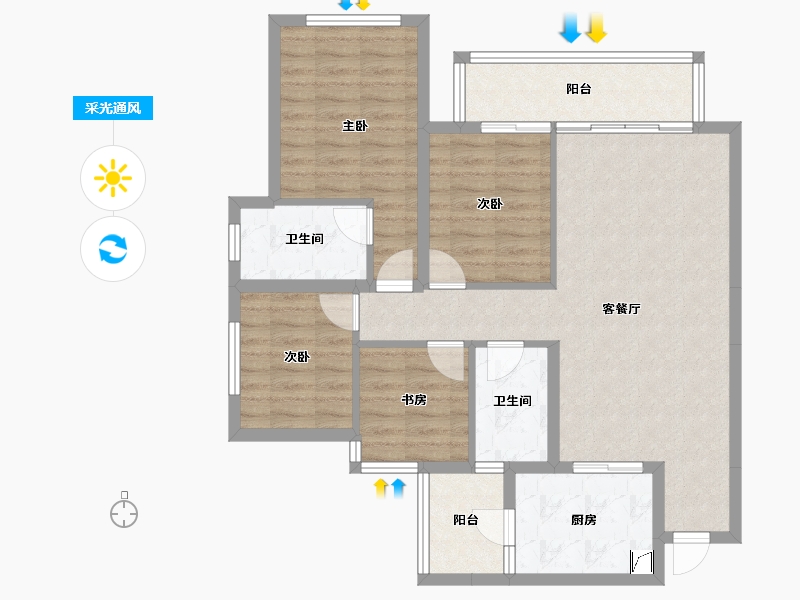 四川省-眉山市-滨江睿城-93.58-户型库-采光通风