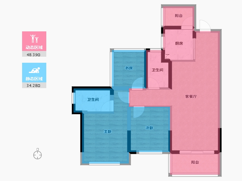 四川省-眉山市-天府玖龙郡-72.50-户型库-动静分区