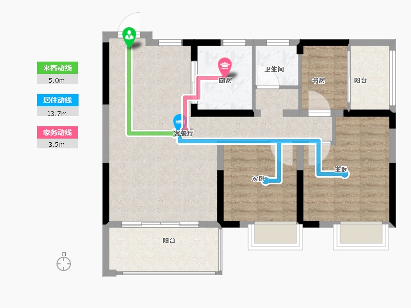 湖南省-郴州市-湖南建工东玺台-74.79-户型库-动静线