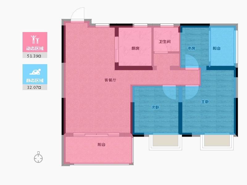 湖南省-郴州市-湖南建工东玺台-74.79-户型库-动静分区