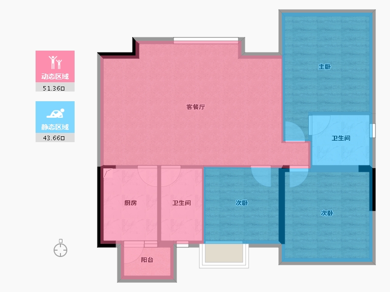 山东省-济南市-甜城国际社区-85.85-户型库-动静分区