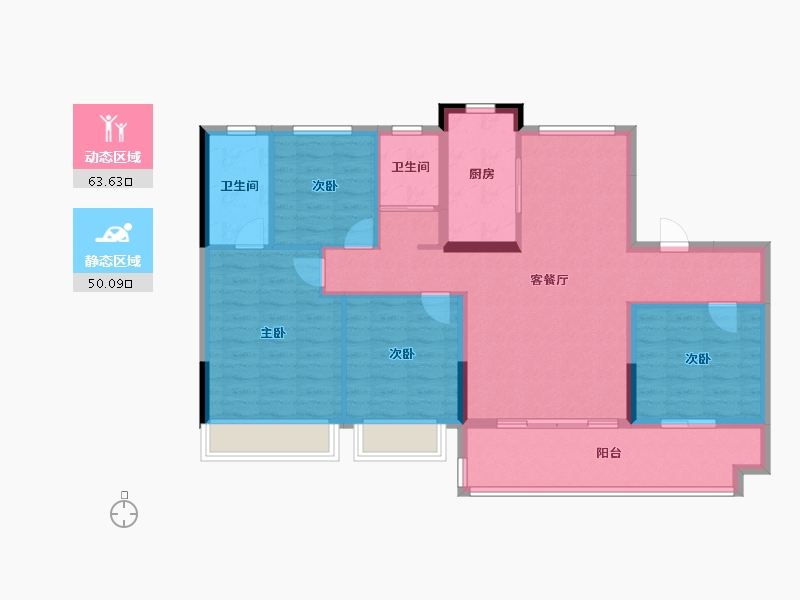 安徽省-阜阳市-碧桂园星樾台-102.40-户型库-动静分区