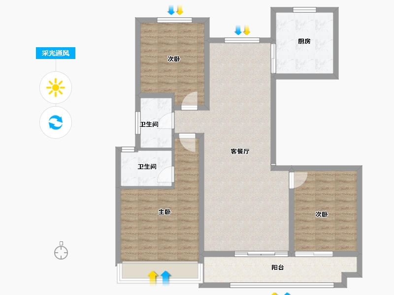 江苏省-盐城市-学府名苑-104.77-户型库-采光通风