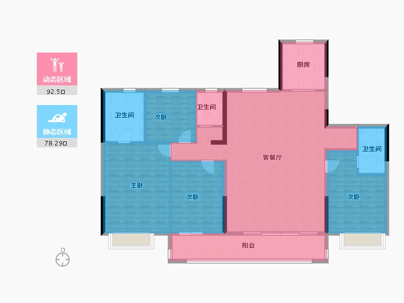 安徽省-淮北市-濉溪碧桂园-156.80-户型库-动静分区