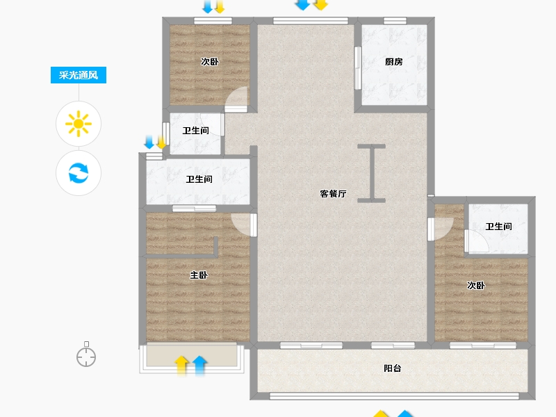 山东省-烟台市-滨湖万丽-128.14-户型库-采光通风