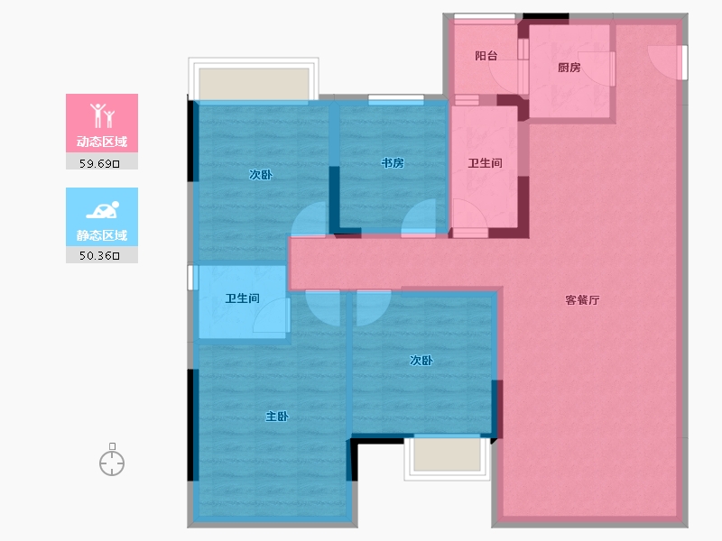 山东省-济南市-甜城国际社区-98.62-户型库-动静分区