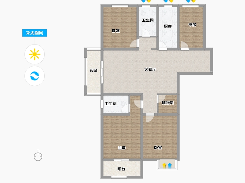 安徽省-淮北市-状元府邸-120.70-户型库-采光通风