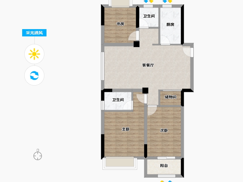 安徽省-淮北市-傲景观澜-80.75-户型库-采光通风