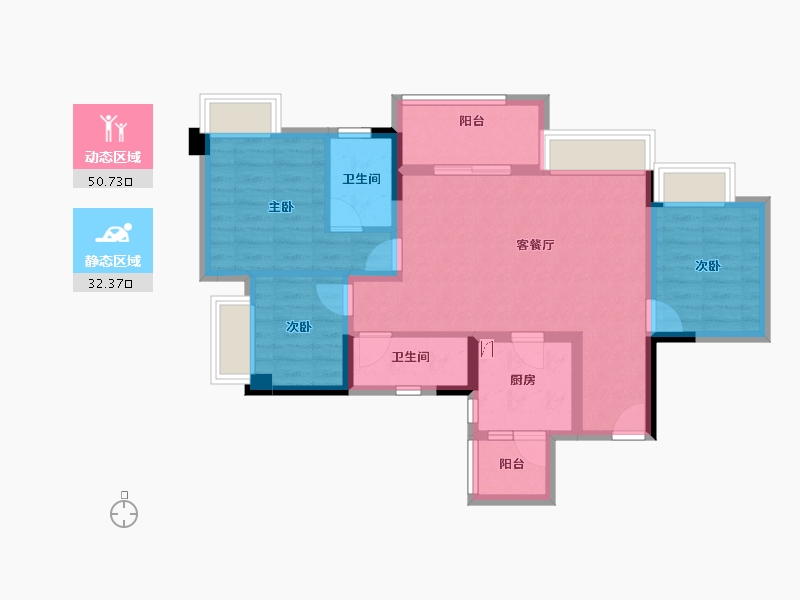 重庆-重庆市-重庆融创文旅城-72.91-户型库-动静分区