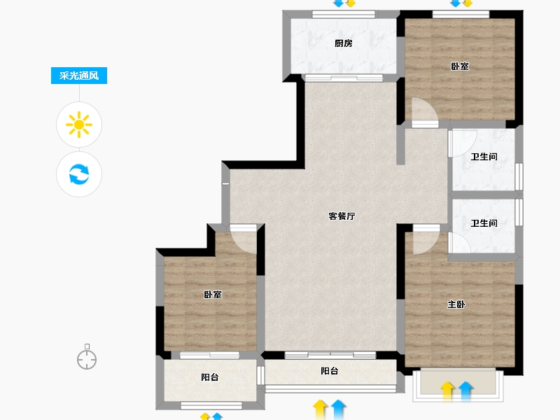 山东省-淄博市-城南壹号-93.60-户型库-采光通风