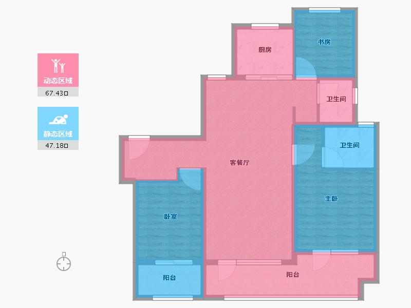 山东省-淄博市-淄博融创滨江壹号-102.40-户型库-动静分区