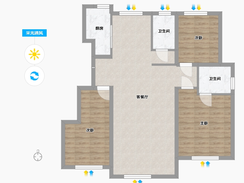 内蒙古自治区-通辽市-嘉和汇景湾-96.00-户型库-采光通风