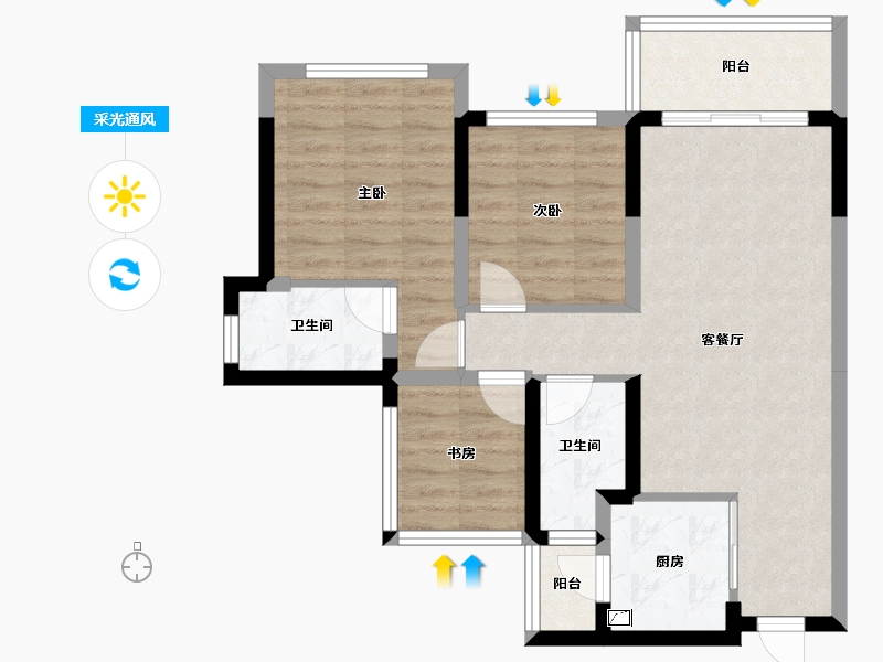 四川省-眉山市-天府玖龙郡-70.84-户型库-采光通风