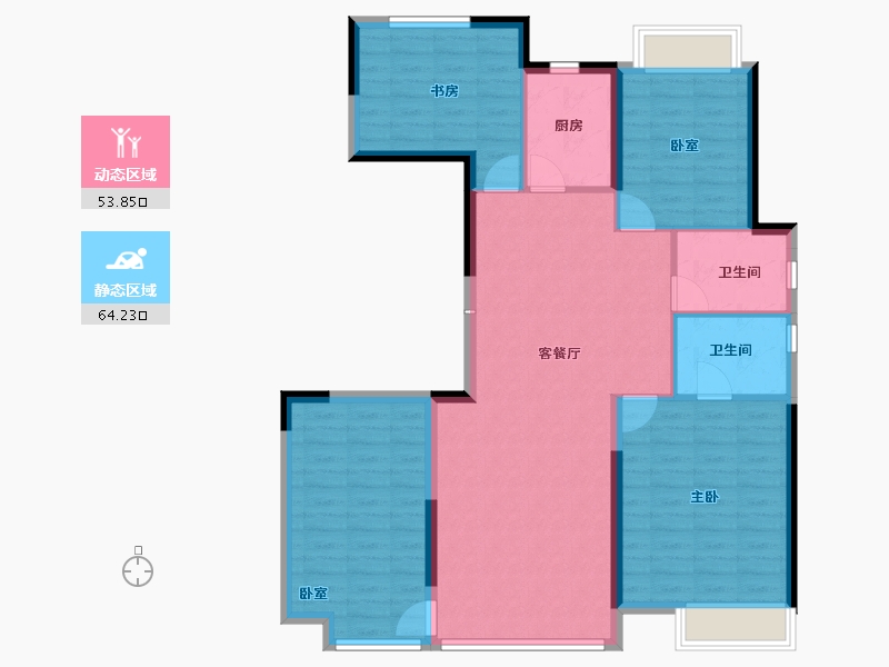 江苏省-盐城市-​圣桦西溪樾-107.20-户型库-动静分区