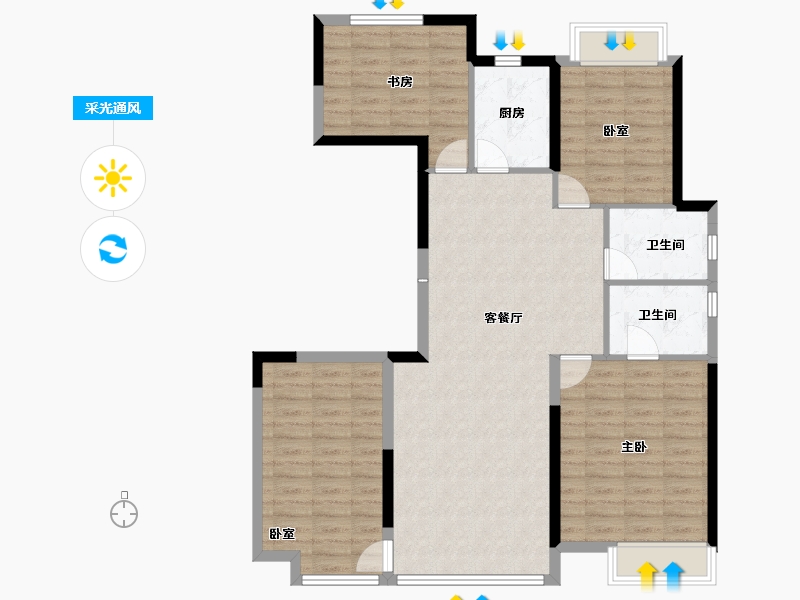 江苏省-盐城市-​圣桦西溪樾-107.20-户型库-采光通风