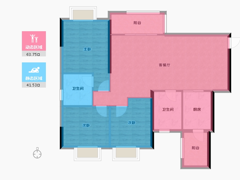 四川省-南充市-恒大华府-95.48-户型库-动静分区