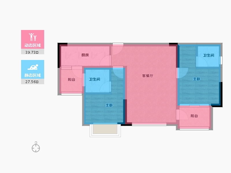 四川省-内江市-莱菲特广场三期森林里-59.28-户型库-动静分区