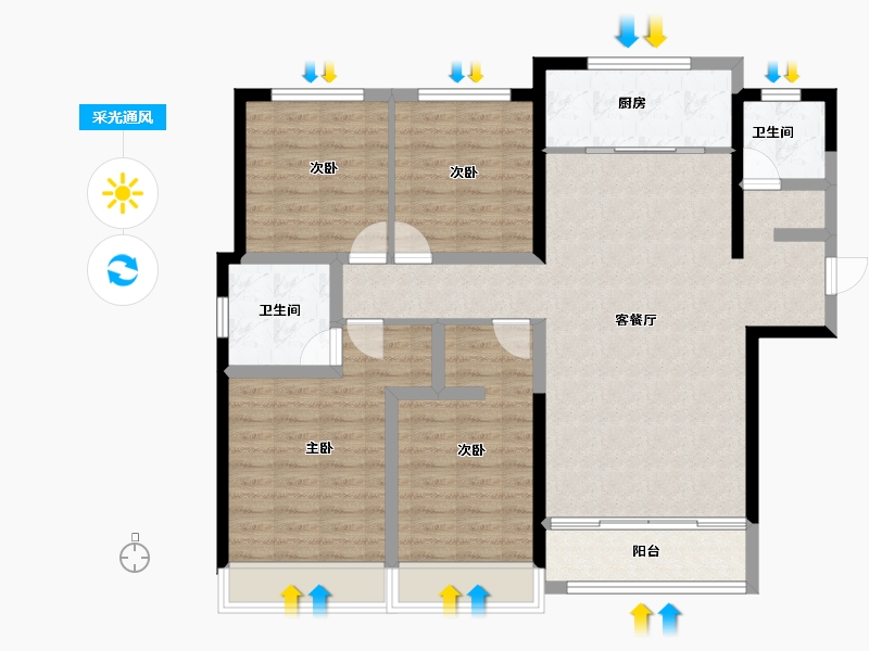 广西壮族自治区-柳州市-宝光·翡翠悦府-111.15-户型库-采光通风