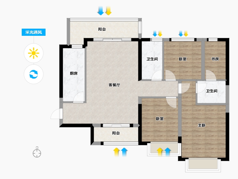 四川省-成都市-恒大御龙天峰-95.43-户型库-采光通风