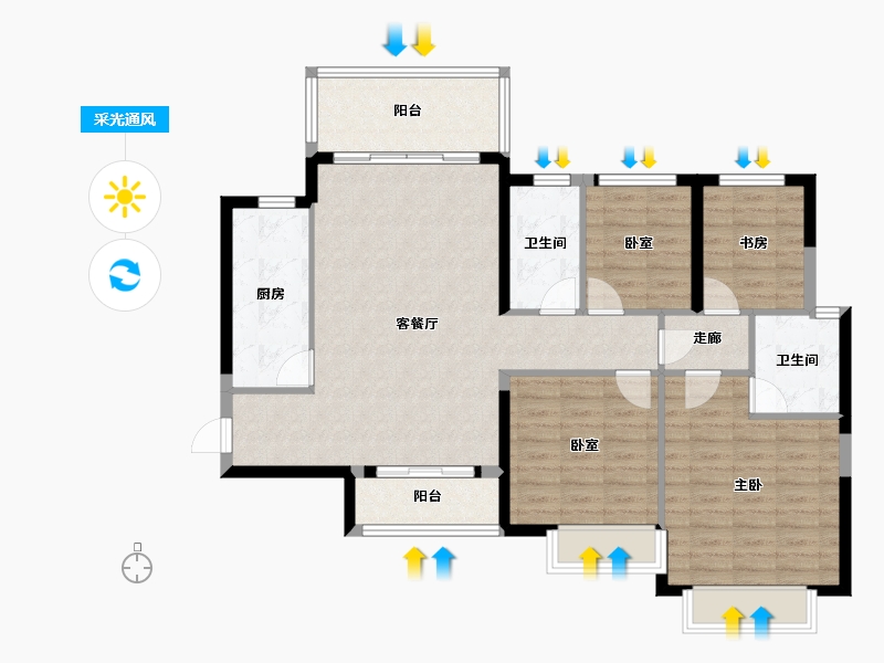 四川省-成都市-恒大御龙天峰-105.42-户型库-采光通风