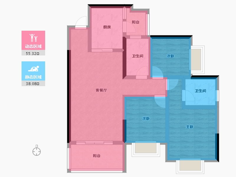 四川省-南充市-恒大华府-81.73-户型库-动静分区